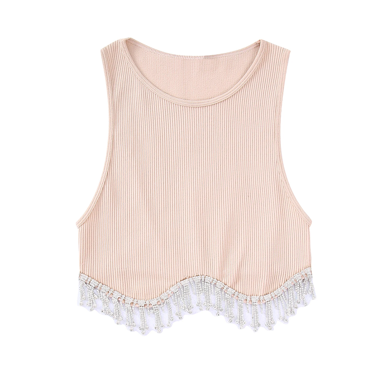 

JC·KILIG 2022 Summer new women's jewelry inlaid seamless fabric top B22903