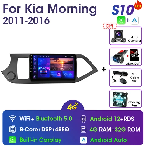 Мультимедийная магнитола Vtopek для KIA Morning, мультимедийная стерео-система на Android 11, с 9 "экраном, GPS, видеоплеером, для KIA Morning Picanto, типоразмер 2DIN, 2011-2016