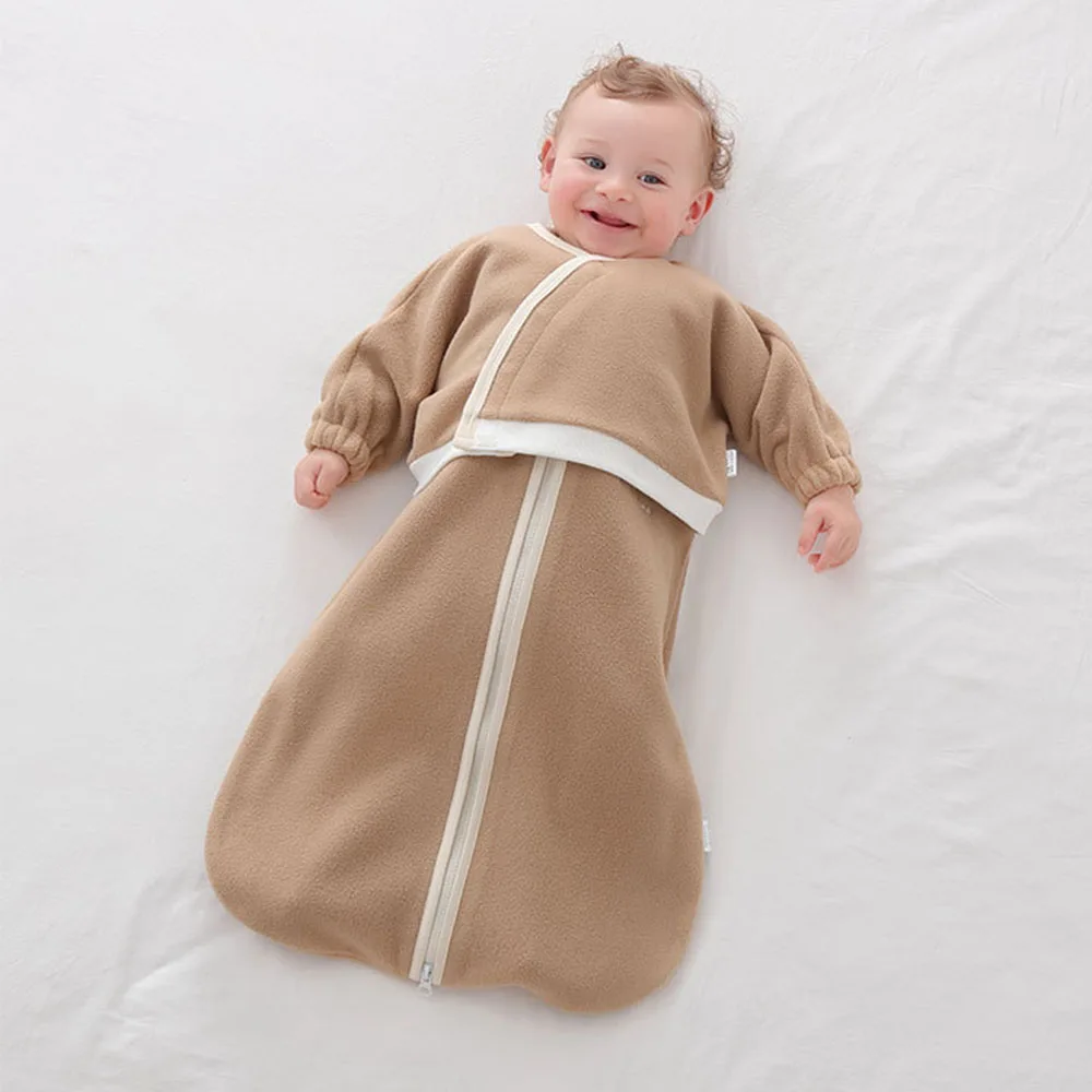 Anti Kick Sleeping Bag For Babies Newborn Swaddle Wrap Set Baby Pajamas Zipper Winter Warm Baby Clothes Polar Fleece Sleepwear