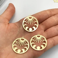 6183660pcs brass sun and moon charm sun pendant moon pendant laser cut brass jewelry supplies circle sun necklace