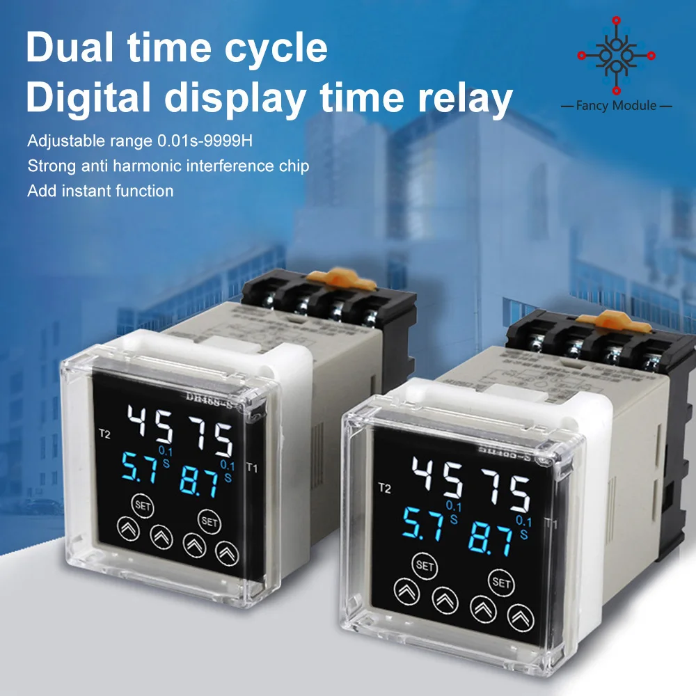 

DH48S-S 1Z 2Z Digital Delay Time Relay AC220V AC380V DC24V DC12V Programmable Cycle Timer Time Switch Relay with Socket Base