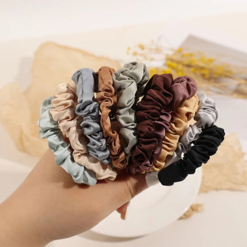 Однотонные винтажные атласные резинки для девочек эластичные волос заколка