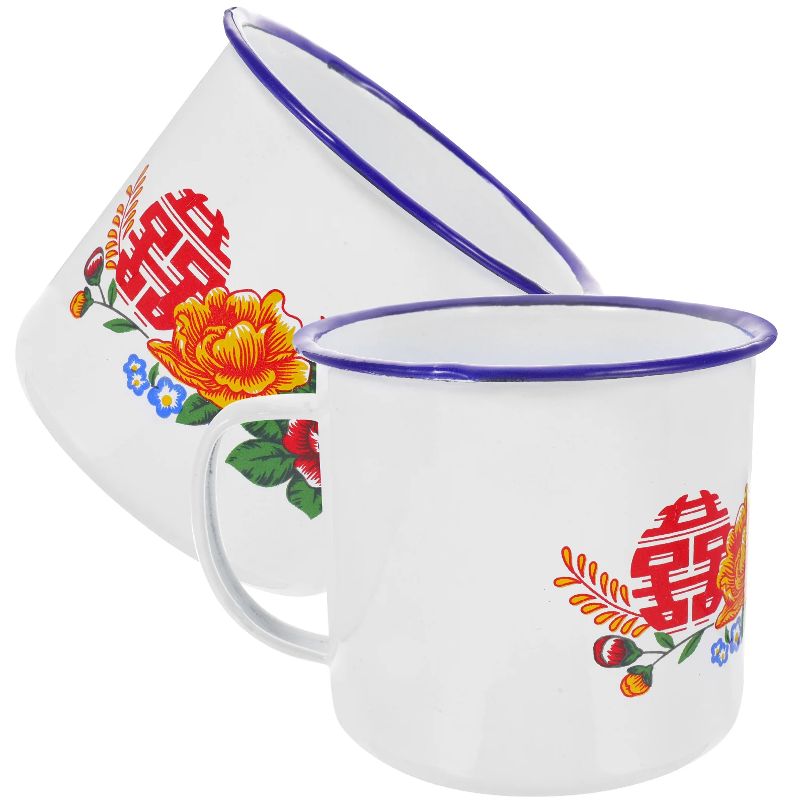 

Mug Enamel Bowl Cup Mugs Coffee Teacup Chinese Vintage Tea Drinking Water Dessert Milk Enamelware Soup Tumbler Cups Party Retro