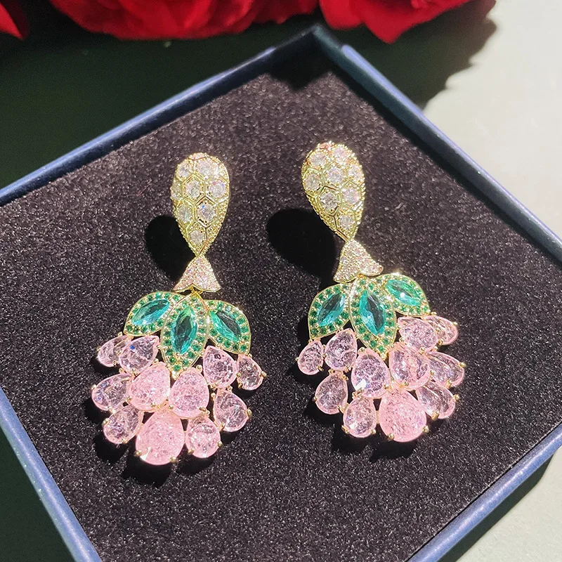 

Оригинальные дизайнерские серьги-подвески из серебра 925 пробы, женские необычные серьги в виде фруктов с блестящим цирконием AAA, ювелирные и...