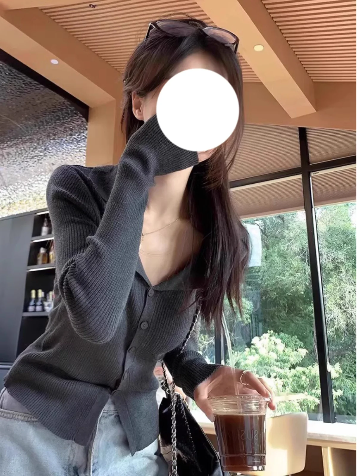 Вязаный кардиган в полоску с лацканами для женщин 2024 весна осень и зима