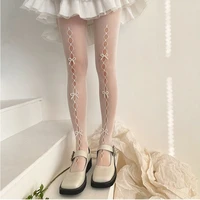 women fishing net stocking 2022 spring summe sexy pearl bow hollow out tights lolita gril pantynose breathable leggings ladies