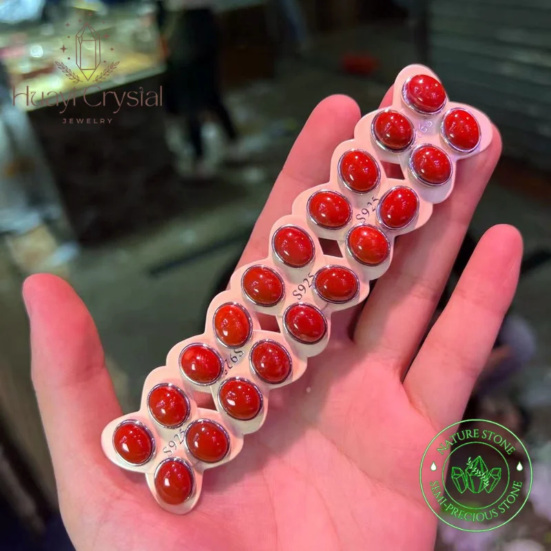 

Elegantly Simple Natural South Red Agater Square Stud Earrings With Brass Rhodium Plated for Women's Fashion Jewellery