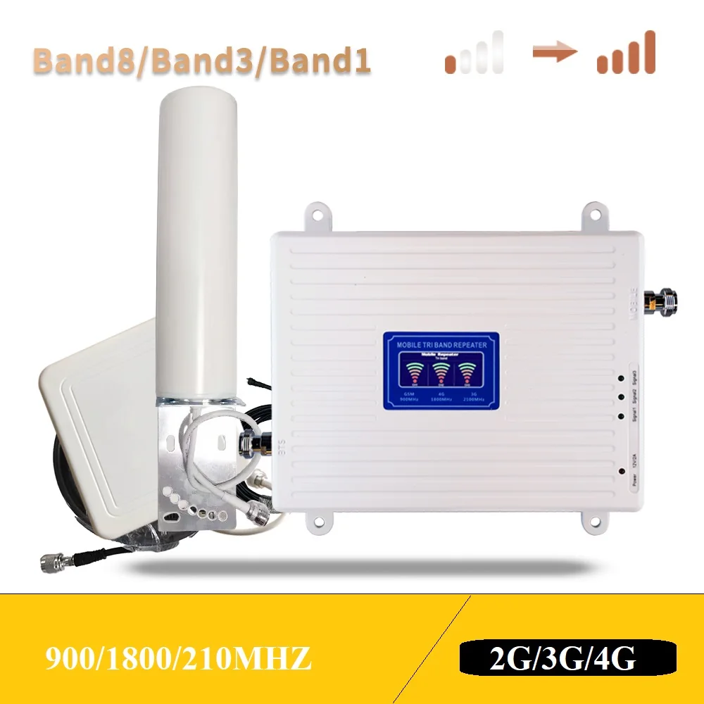 

Signal Booster Gsm 2g 3g 4g Tri Band Mobile Signal Amplifier LTE Cellular Repeater GSM DCS WCDMA 900 1800 2100 Set