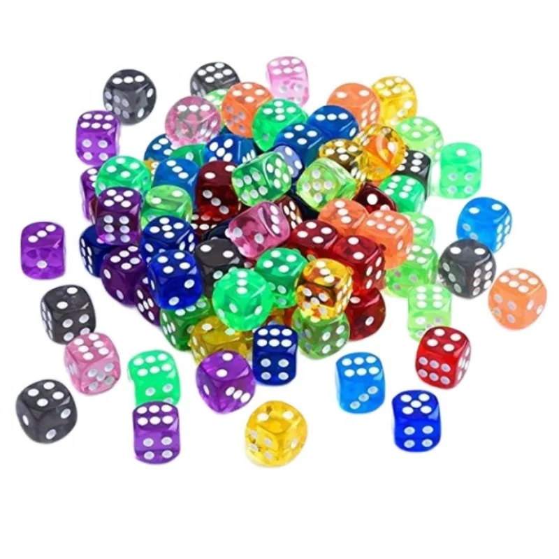 

10pcs/lot 6 Sided Portable Drinking Dice 16MM Acrylic Round Corner Board Game Dice Party Gambling Game Cubes Digital Dices