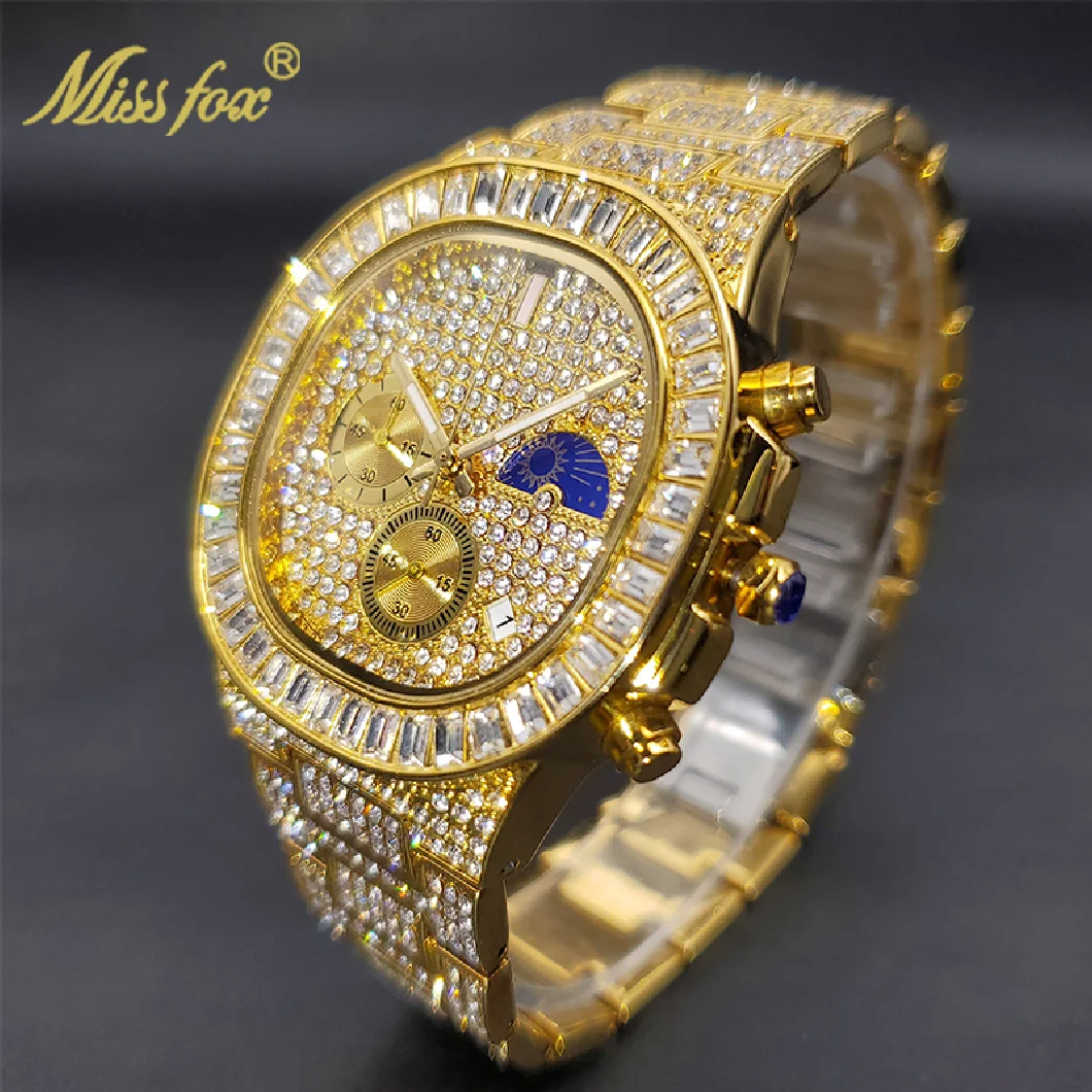 

MISSFOX Luxury Designer Ice Watch Case With Bling Diamond Multifunctional Men Watches Organizer Wholesale Items For Business