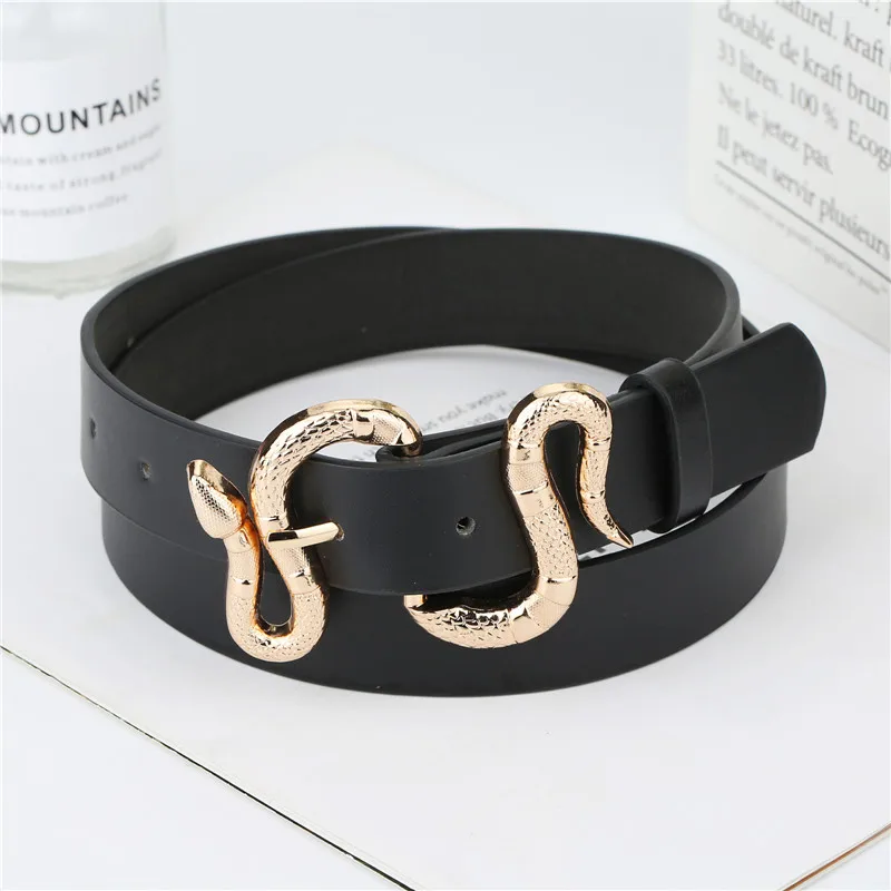 

European and American new ladies fashion snake buckle pu belt all-match simple jeans suit belt
