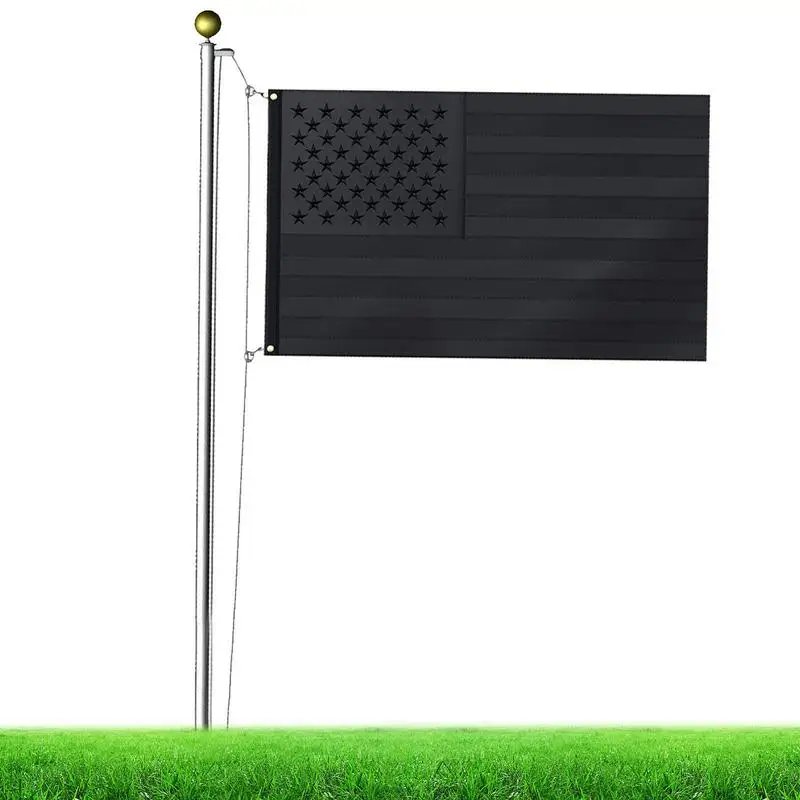 

Black American Flag 3x5 Ft Polyester Embroidered Stars And Stips Spangled 90x150cm Hanging Flying US National Flags And Banners