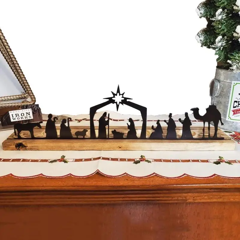 Christmas Votive Candle Holders Christmas Wooden Nativity Set Candle Holder Christmas Tabletop Decorations Candle Holder For