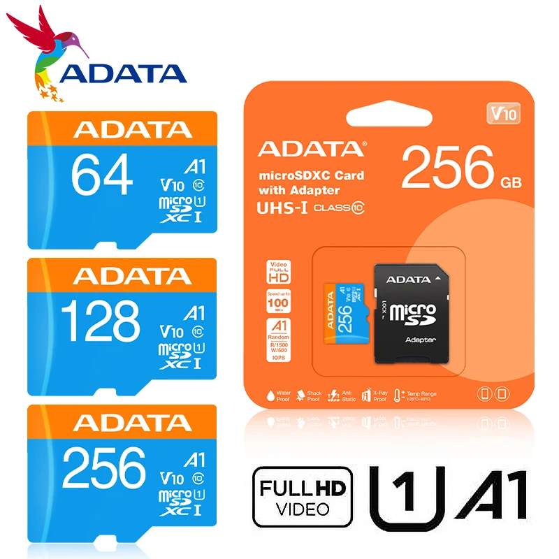Фото Карта памяти ADATA TF A01 Micro SDXC A1 C10 UHS-1, скорость чтения 100 МБ/с, водонепроницаемая, ударопрочная, антистатическая, 32 ГБ, 64 ГБ, 128 ГБ, 256 ГБ №4