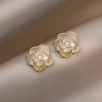 camellia pendant earrings vintage tassel earring for women 2022 luxury trendy flower pearl cute romantic wedding jewelry gift