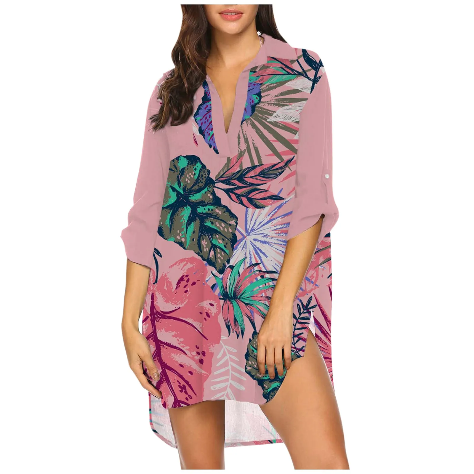 

Платье женское с принтом и карманами, на пуговицах