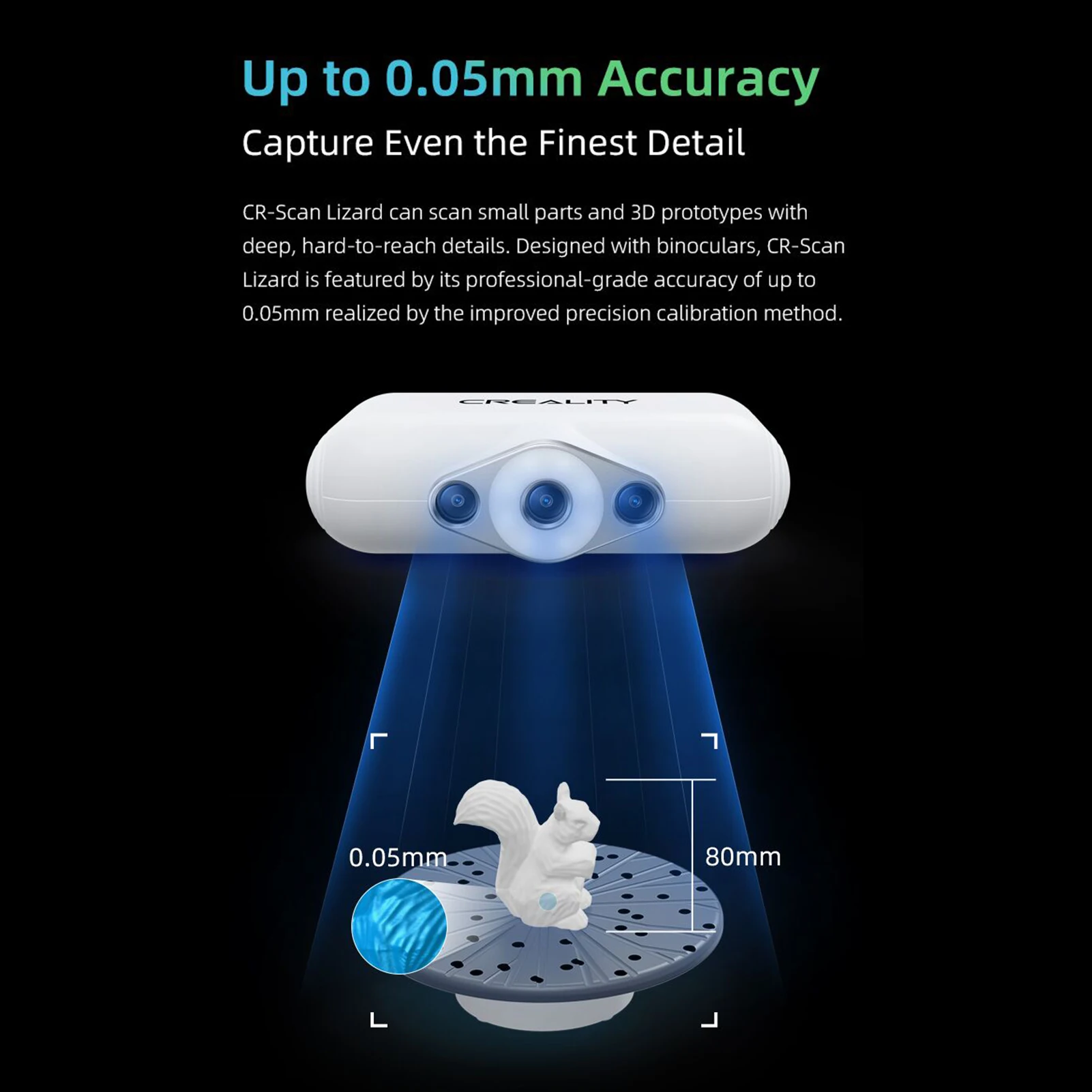 Портативный 3d-сканер Creality CR-Scan в виде ящерицы 0 05 мм |