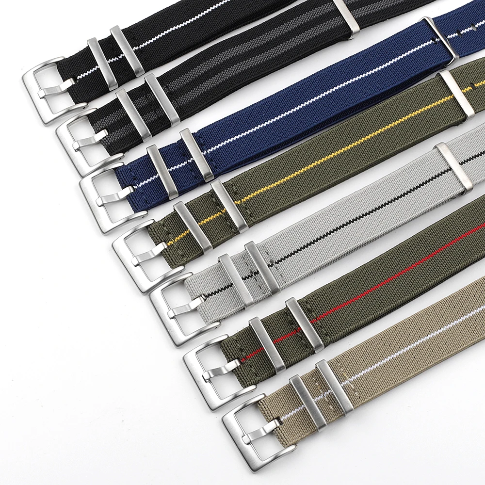 Trendy Brand Nylon Nato Strap Watch Elastic Belt French Troops Parachute Bag Watchband 18mm 20mm 22mm Military Wristwatch