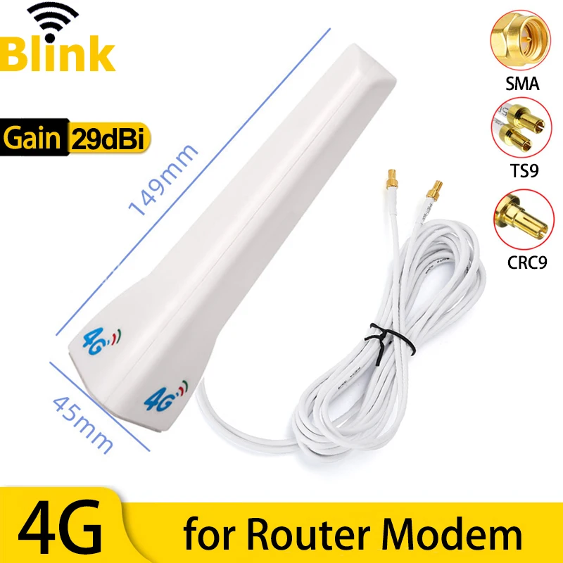 

29dBi 4G LTE Antenna TS9 CRC9 SMA Indoor Mobile Signal Booster WiFi Router Modem Long Distance Amplifier for Huawei ZTE Vodafone