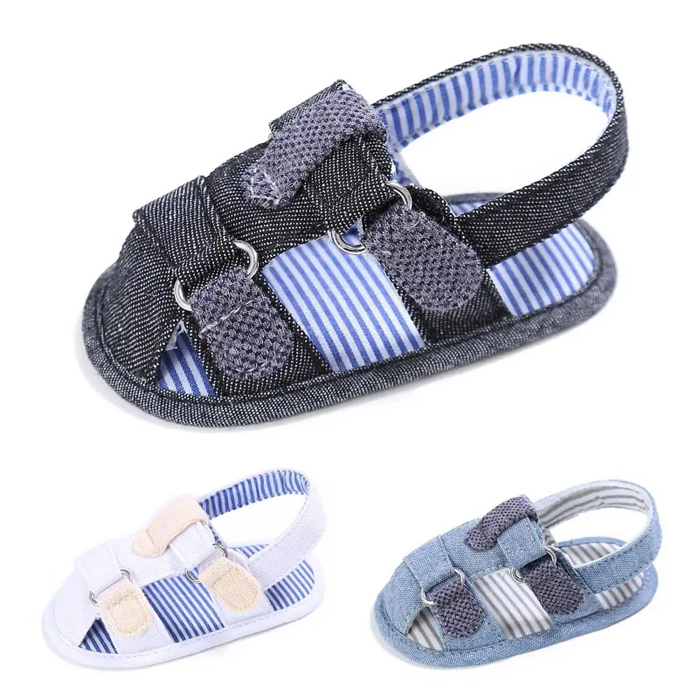 

1 Pair Baby Toddler Shoes Breathable Soft Bottom Non Slip Sandals Canvas Hoop And Loop Shoes