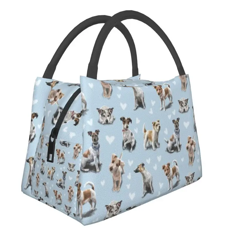 

Jack Russell Terrier Puppy Love Insulated Lunch Bags for Work Office Pet Dog Leakproof Thermal Cooler Bento Box Women