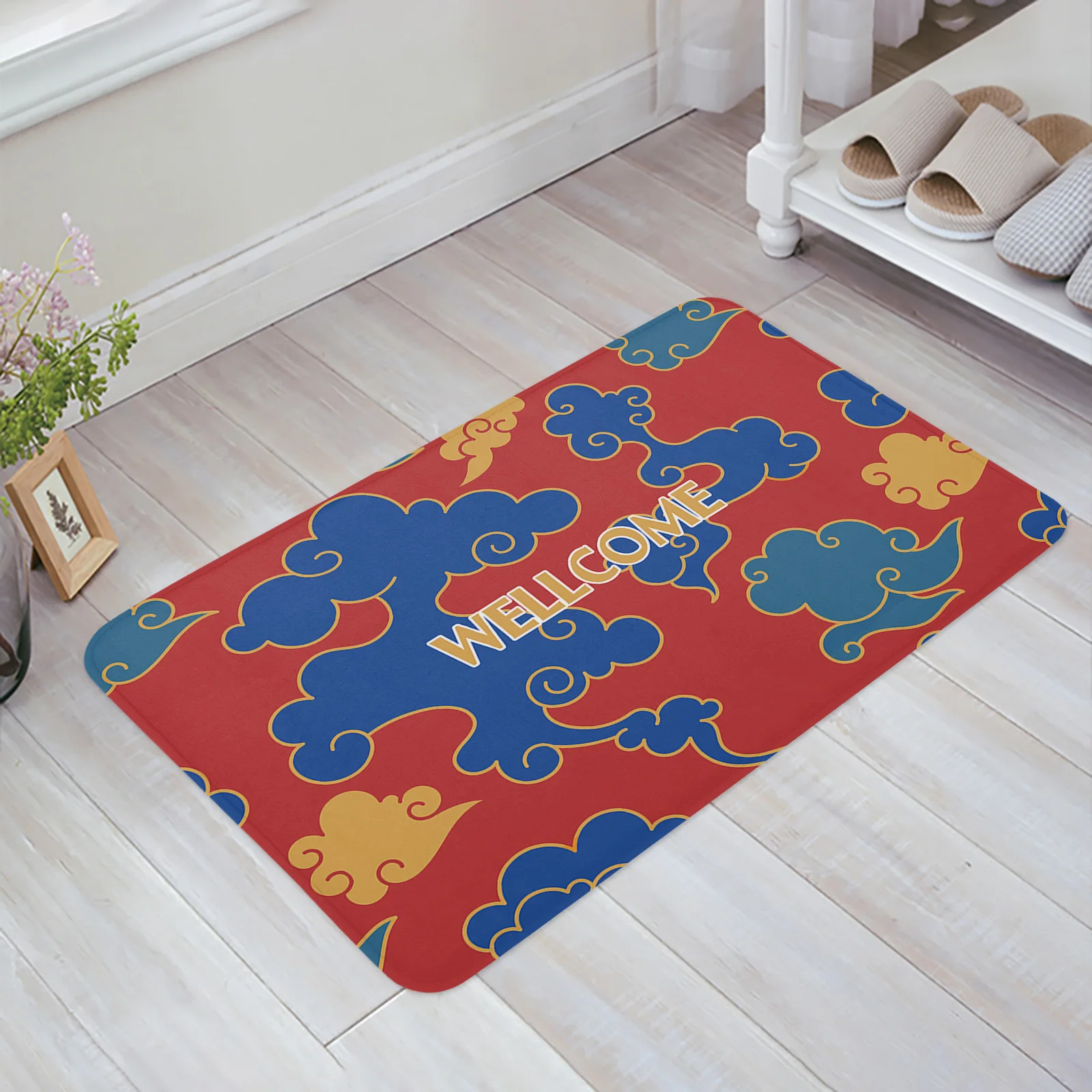 

Auspicious Clouds Chinese Style Home Entrance Doormat Kitchen Bathroom Floor Anti-slip Floor Mat Living Room Bedroom Decor Mat