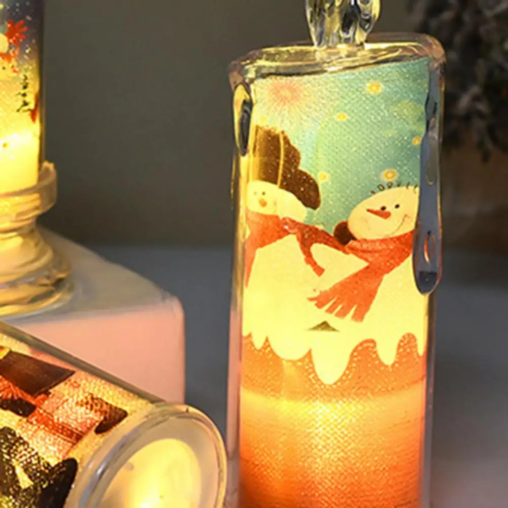 Рождественские беспламенные Свечи с Санта-Клаусом снеговиком лось печатные на