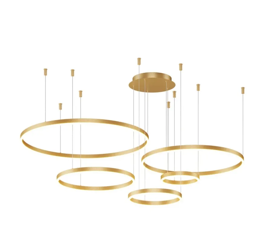 

Современная светодиодная люстра с матовыми кольцами, домашнее освещение, потолочный светильник для гостиной, спальни, подвесные лампы золотого и кофейного цвета