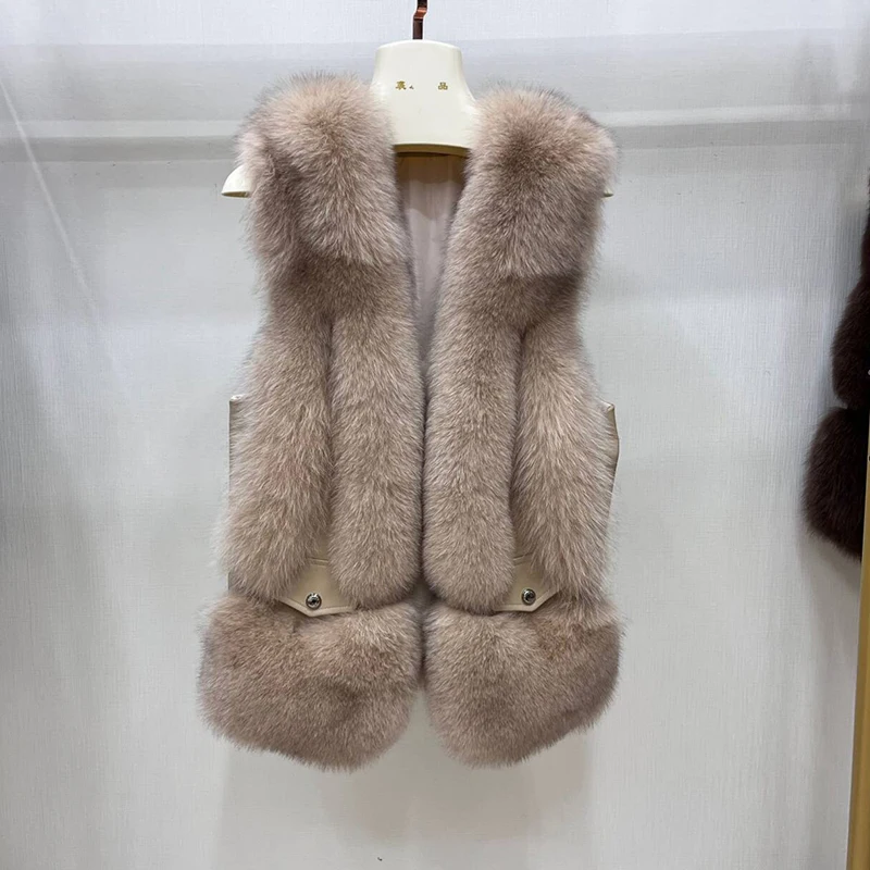 Новинка 2024 женский модный жилет толстый теплый пушистый меховой без рукавов