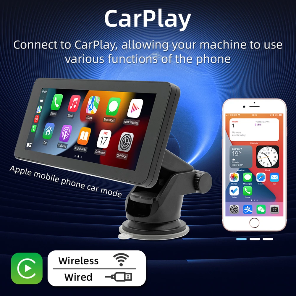 

Автомобильный MP5-плеер беспроводной Carplay Android Авто Bluetooth-совместимый портативный автомобильный стереопроигрыватель 6,86 дюймов HD сенсорный экран