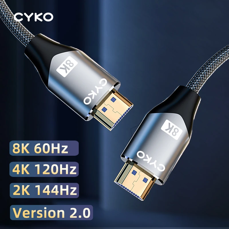 

Кабель CYKO 8K HDMI для ТВ-приставки, PS5, сертифицированный высокоскоростной кабель 8K 60 Гц HDMI 2,1, 48 Гбит/с EARC Dolby Vision HD