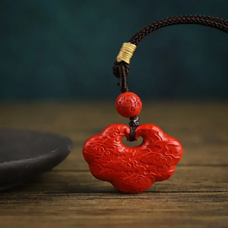 Киноварь Благоприятный Кулон С Облачным Замком Доброе Желание Высокое