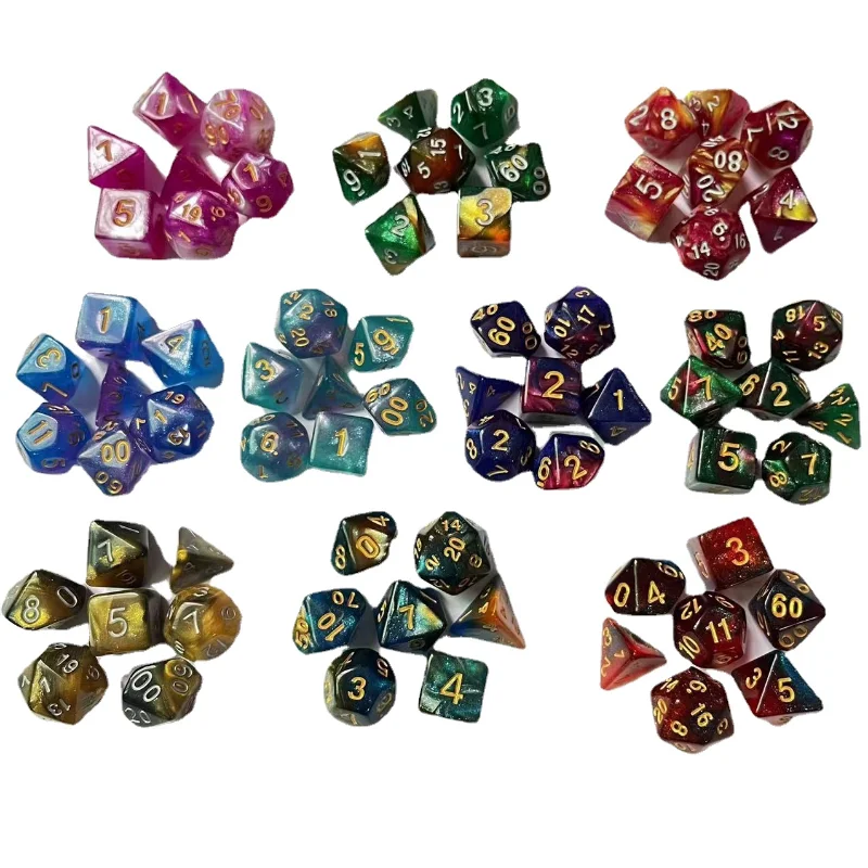 

7pcs/set D20 D12 D10 D8 D6 D4 Digital Dice Double Colors Polyhedral Game Dice for DND RPG Entertainment Table Game