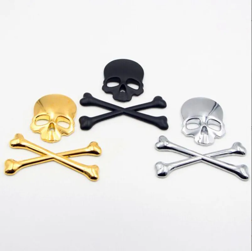 

1PC 3D Chrome Cranium Cross Bones Car Logo Emblem Sticker Decal Metal Cool Decoration Sticker
