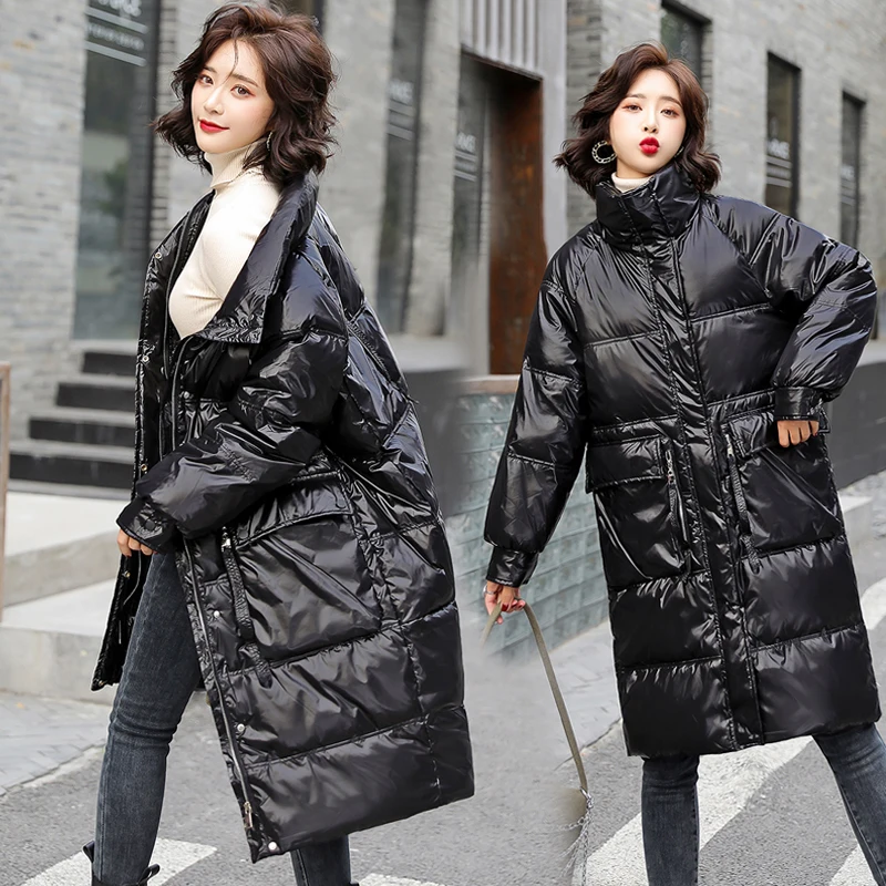 2023 Winter women's Korean Fashion Warm Hooded Long Down Jacket enlarge
