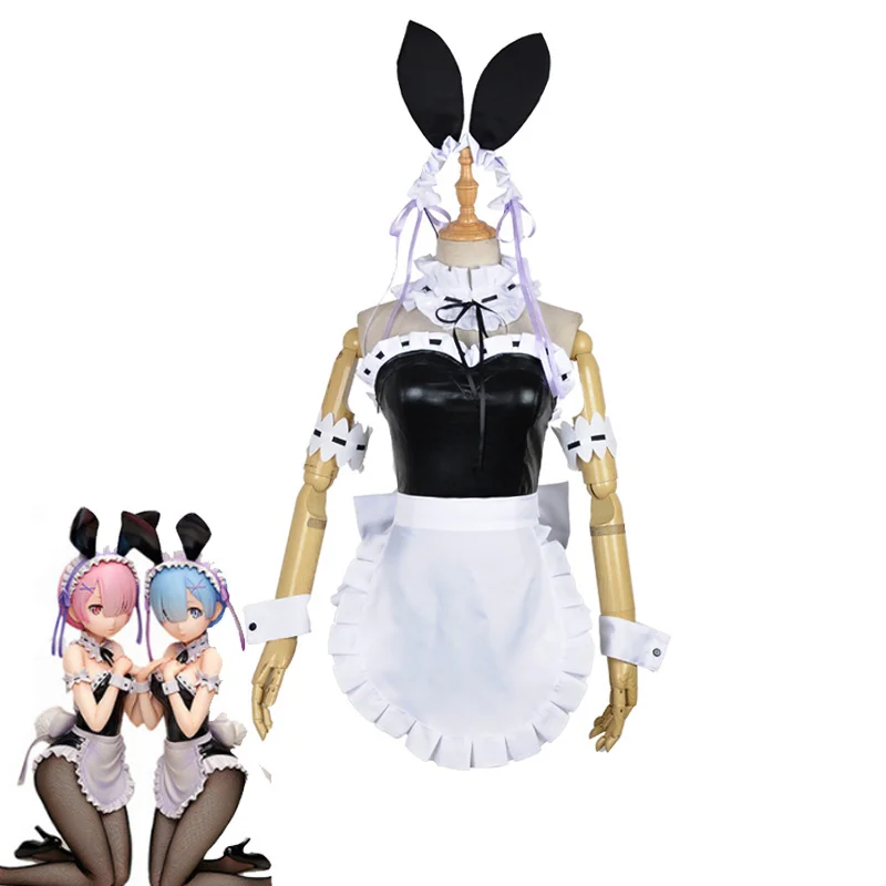 

Anime Re Zero Kara Hajimeru Isekai Seikatsu Ramu RAM Remu REM Cosplay Costumes Bunny Girl Maid Apron Dress Hallowen Uniform