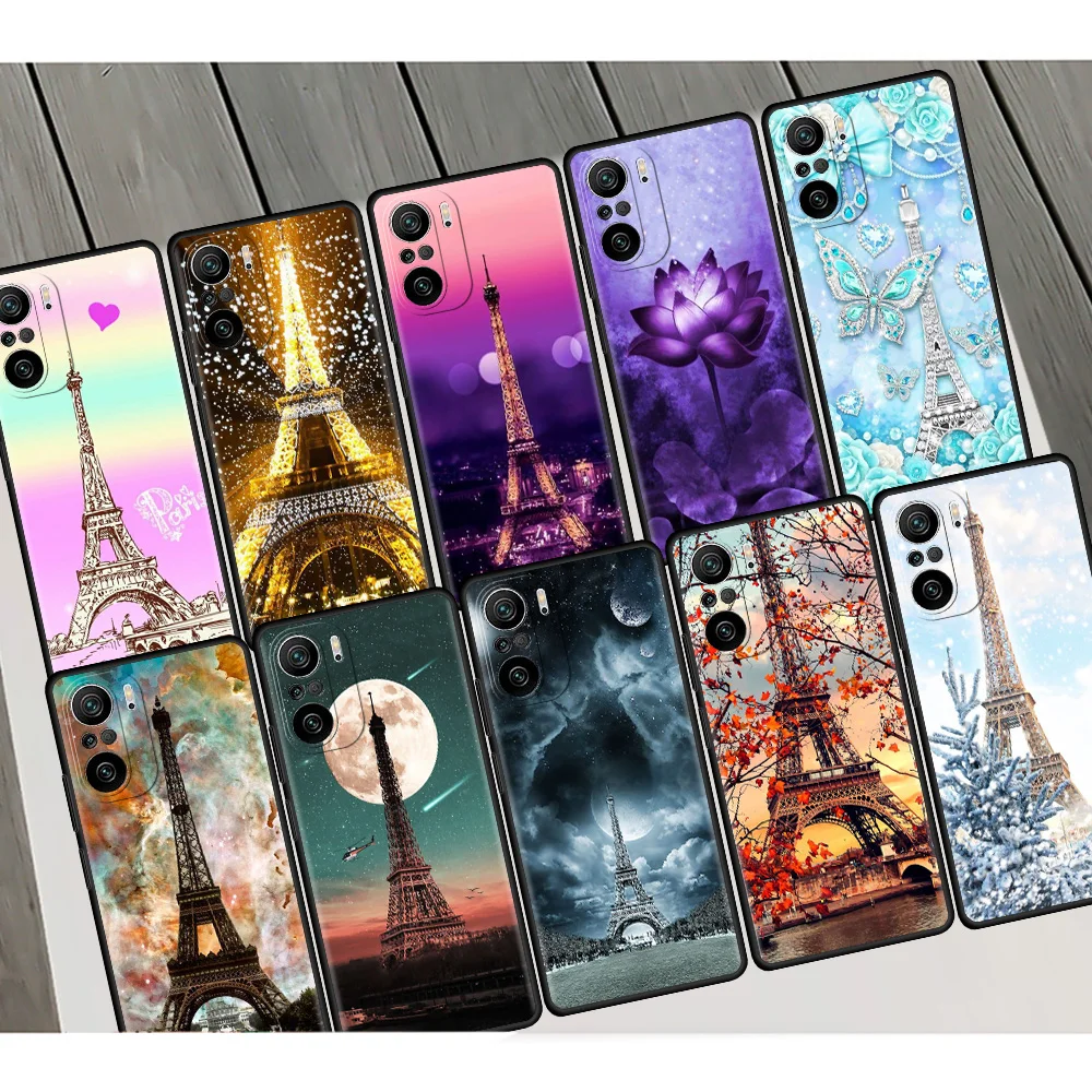 

Eiffel Tower Fashion Case For Xiaomi Redmi Note 9S 9 8 10 Pro 11 7 8T 9C K40 7 9Pro Black TPU Soft Phone Cover Shell