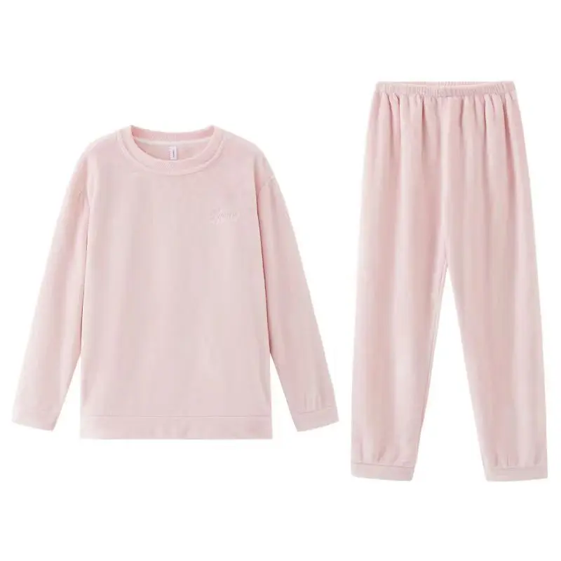 Women's Autumn Winter Warm Flannel Women Pyjamas Sets Thick Coral Velvet Long Sleeve Cartoon Sleepwear Thin Flannel Pajamas Set