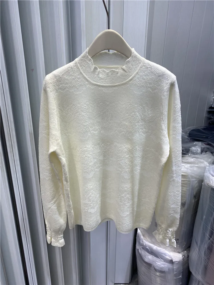 Half-high Collar Jacquard Knitted Bottoming Shirt Women Autumn and Winter 2024 New Fashion Western Sle Inner wear High Sens...