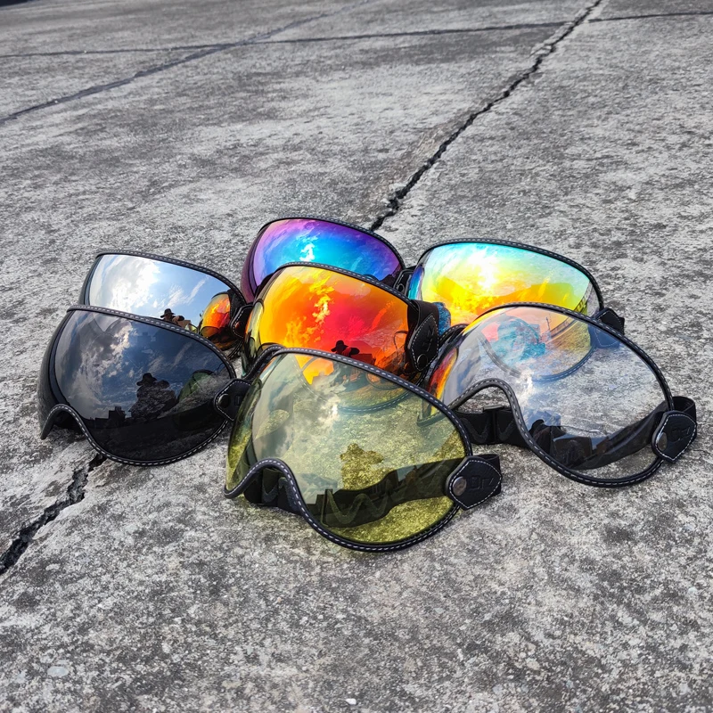 

Retro Helmet Goggles Locomotive Bind All Four Thirds Bubbles Full Face Four Seasons Goggles Motorcycle Helmet Mirror