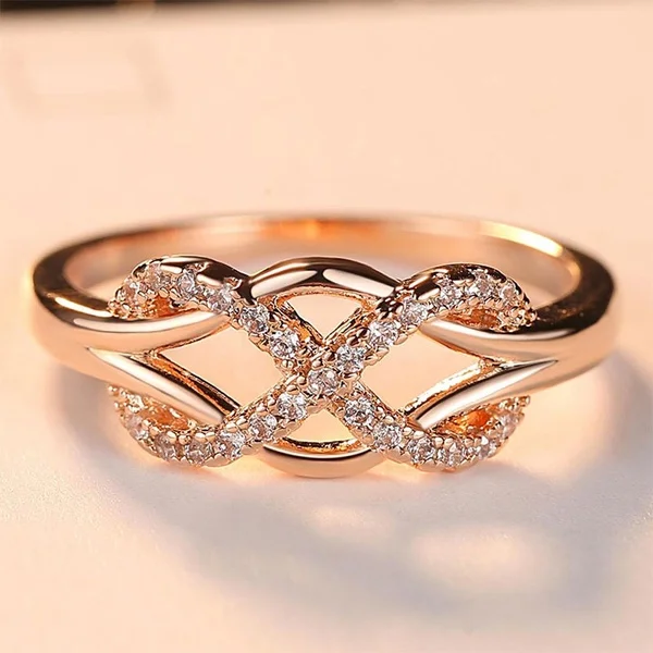 Delysia King Women Rose Gold Infinite Love Ladies Ring Fashion Design Fine Mosaic Geometry Exquisite Wedding Jewellery