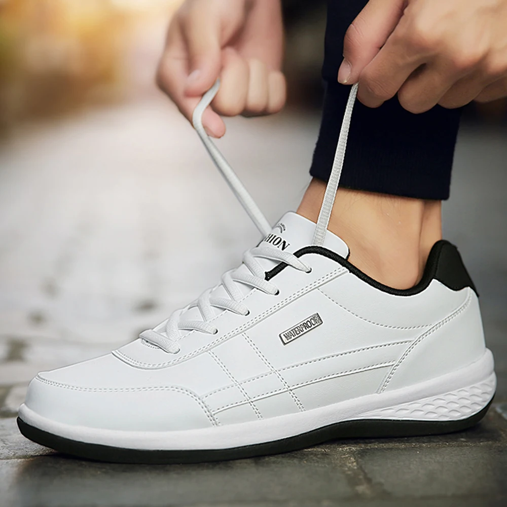 Men Sneakers Shoe Casual Light Shoes Sneakers Lac-up Flats Breathable Outdoor Leather Non-slip Men's Shoes Size38-48