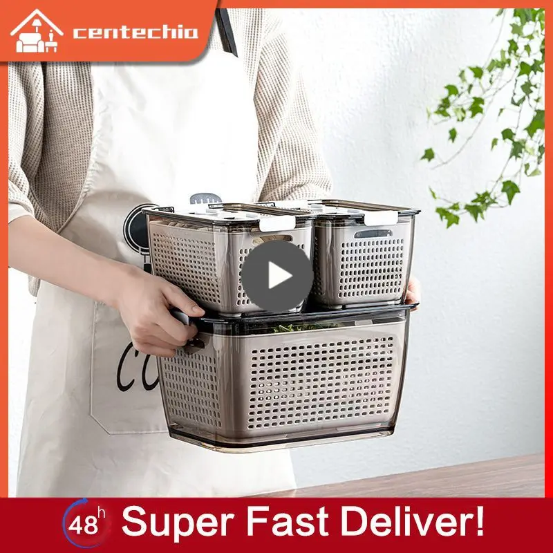 

5/8/10PCS Plastic Drip Basket Kitchen Strainers Storage Container Box Double Layer Sealed Box Filter Bowl Organizer