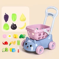 simulation fruits funny kitchen grocery pretend game shopping cart toy set children educational cute cartoon detachable