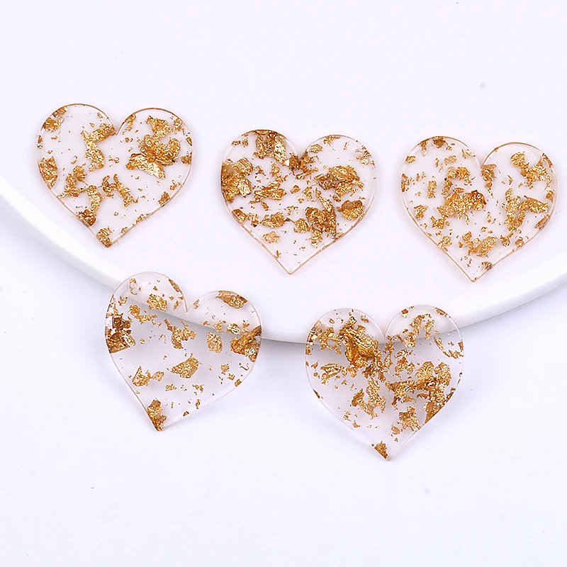 10 шт., прозрачные подвески в форме сердца, 35 х34 мм