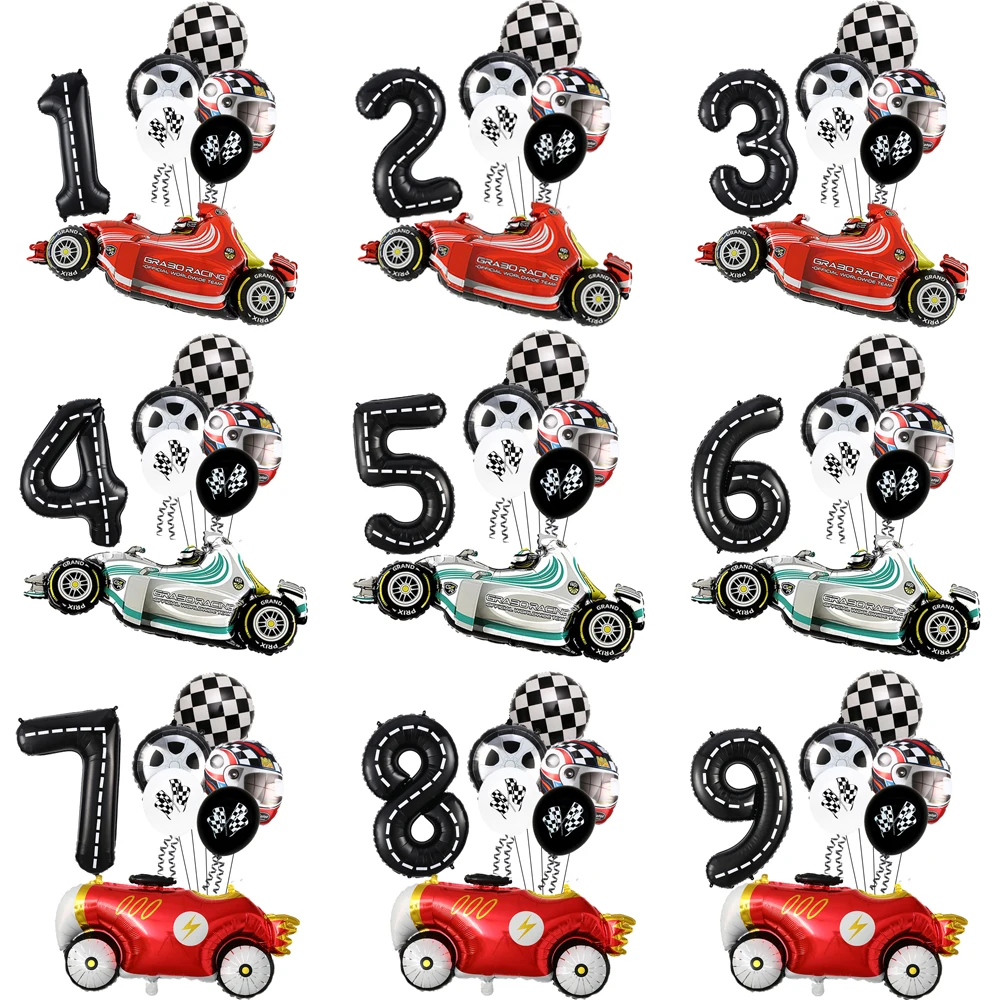 

7Pcs Tire Helmet Race Car Theme Birthday Party Decorations Back to the 60s Retro Motorcar Baby Shower Boys Birthday Party Decors