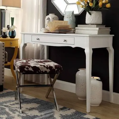 

Catalpa Office Writing Desk with Drawer, White