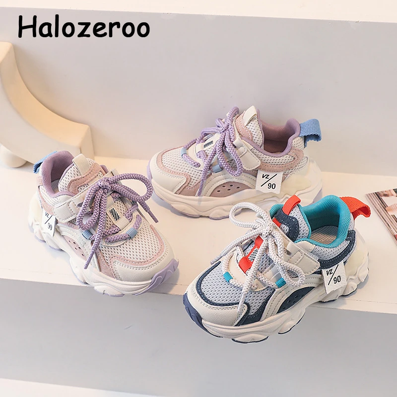 

Новинка, детские спортивные кроссовки, сетчатая фиолетовая обувь для маленьких девочек, детские брендовые массивные кроссовки, мягкие повседневные кроссовки для мальчиков, весенние кроссовки