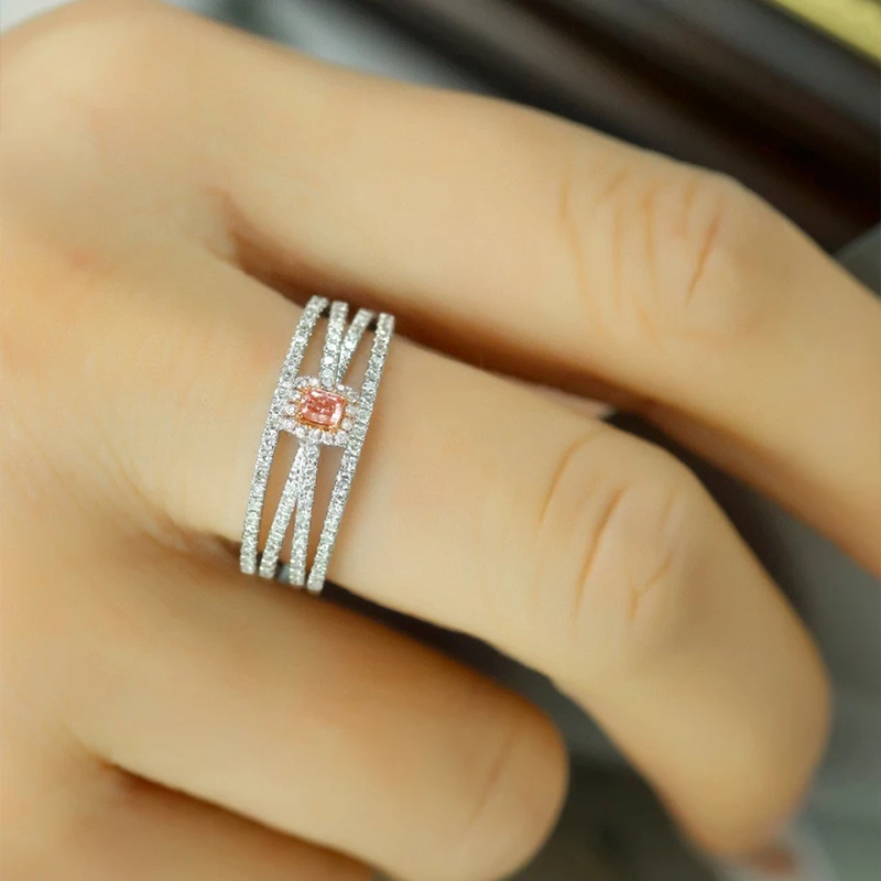 Aazuo Find Jewelry розовый и белый бриллиант 18-каратное твердое золотое классическое