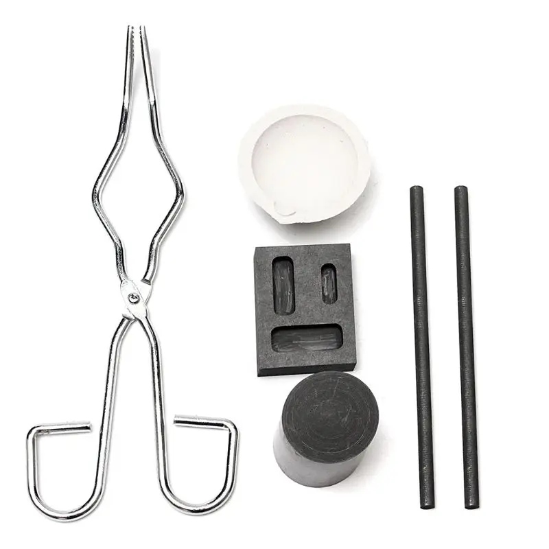 

634C 6pcs Graphite Crucible Set Gold Silver Ingot Mold Set Jewelry Design Repair Tool Including Graphite Crucibl Bowl Tong